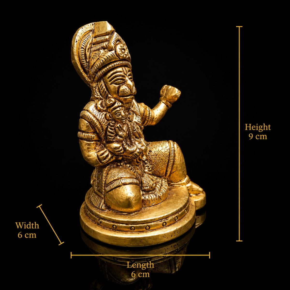 Hanuman Premium Golden Brass with Ram Murti 4 Inch - Image 2