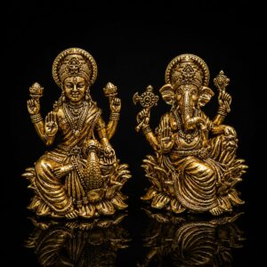 Laxmi Ganesha Premium Export Brass Statue 3 Inch