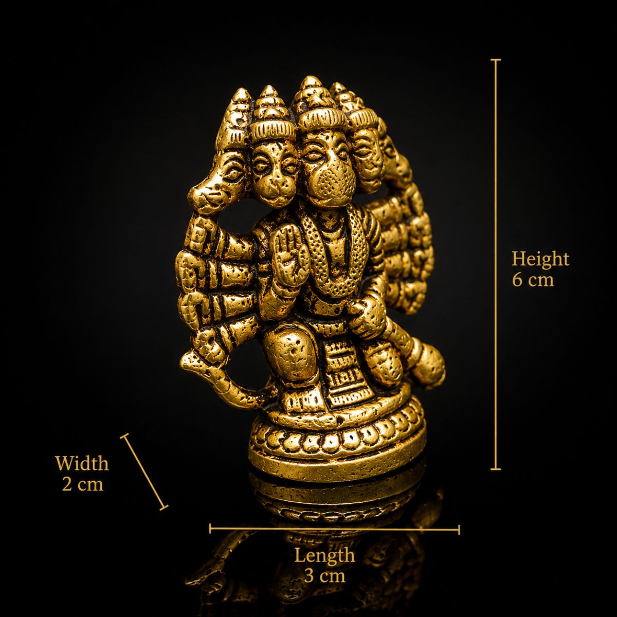 Panchmukhi Hanuman Brass Premium 3 Inch - Image 2