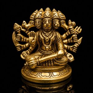 Panchmukhi Hanuman Sitting Premium Brass 4 Inch