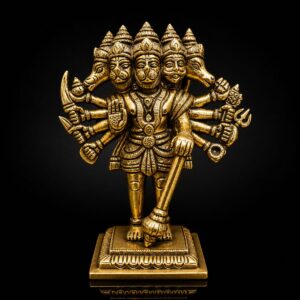 Panchmukhi Hanuman Standing Premium Brass 6 Inch