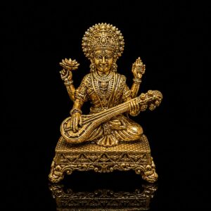 Saraswati Sitting on Chauki Export Brass 2 inch