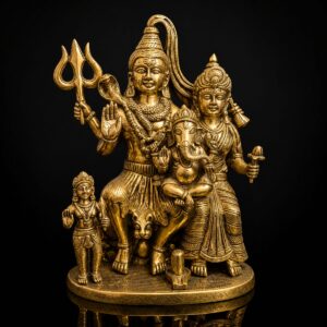 Shiv Parivar Premium Antique Brass Murti 12.5 Inch
