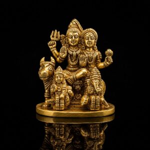 Shiv Parivar Premium Antique Brass Murti 3 Inch