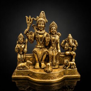 Shiv Parivar Premium Antique Brass Murti 4.5 inch