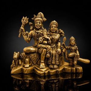 Shiv Parivar Premium Antique Brass Murti 4.5 Inch