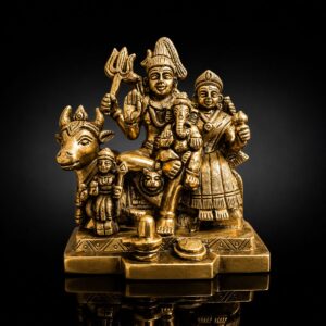 Shiv Parivar Premium Antique Brass Murti 5 Inch