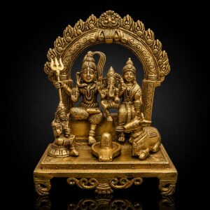 Shiv Parivar Brass Murti Golden Finish 8 Inch