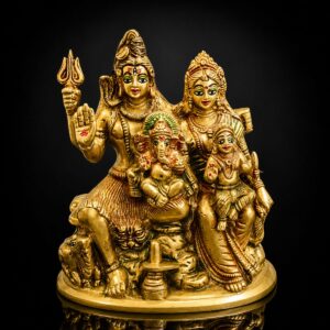 Shiv Parivar Premium Golden Brass Murti 9 Inch