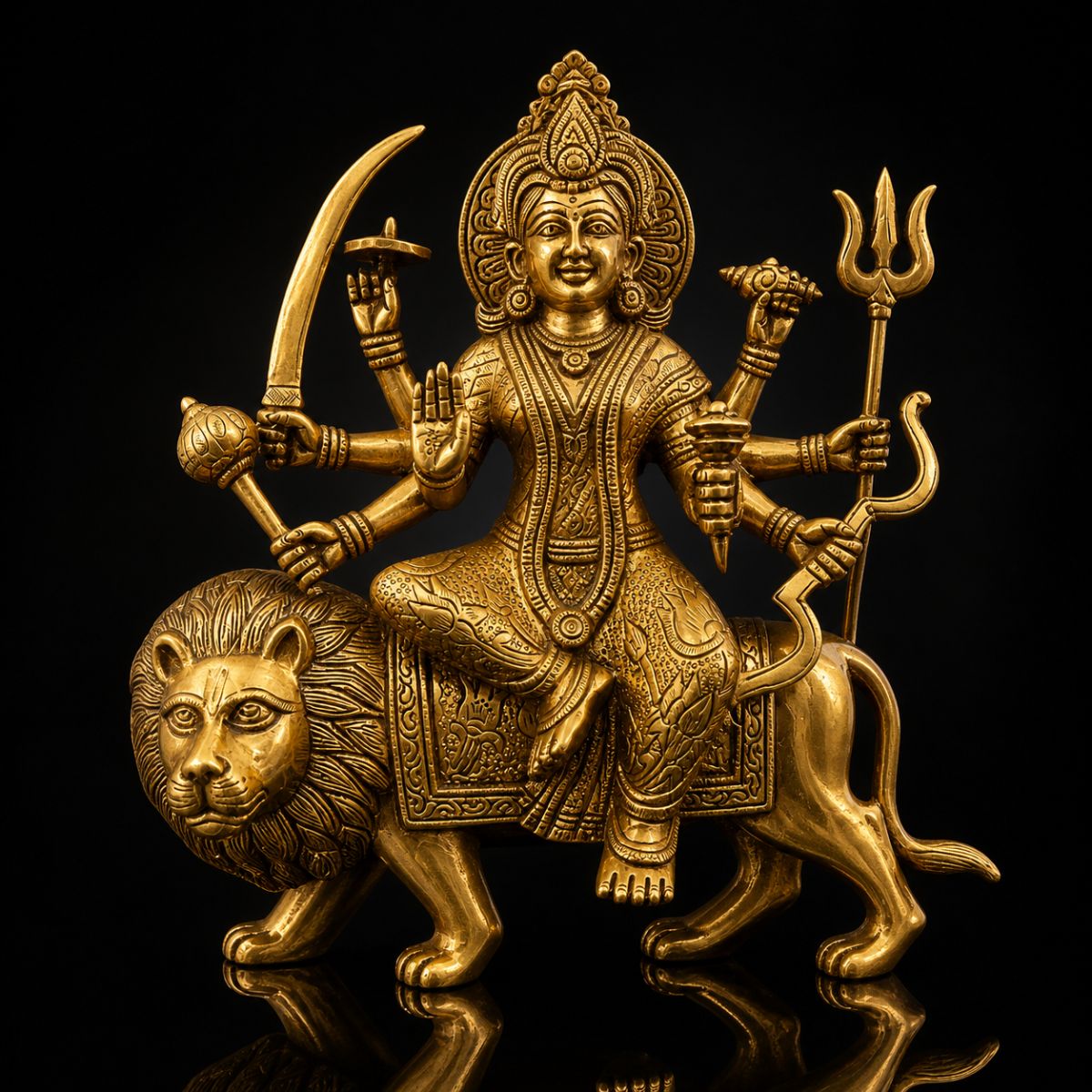 Durga Large size Premium Brass Murti without Base 14 inch