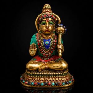 Hanuman Premium Colored Brass Murti 7 Inch