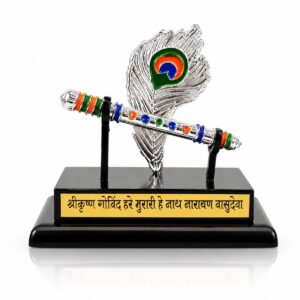 Krishna Bansuri Morpankh Murti Rasin For Car Dashboard 4 Inch