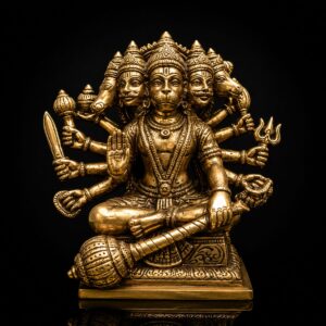 Panchmukhi Hanuman Premium Brass sitting Murti 7 inch