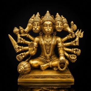 Panchmukhi Hanuman Premium Brass sitting Murti 5 inch