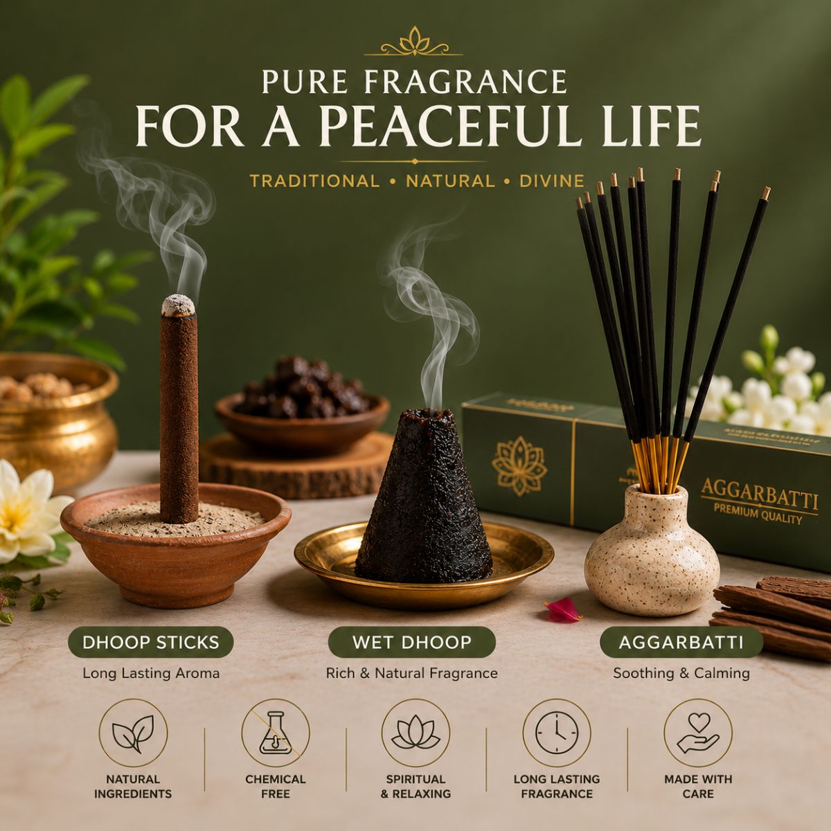 Premium incense sticks and dhoop