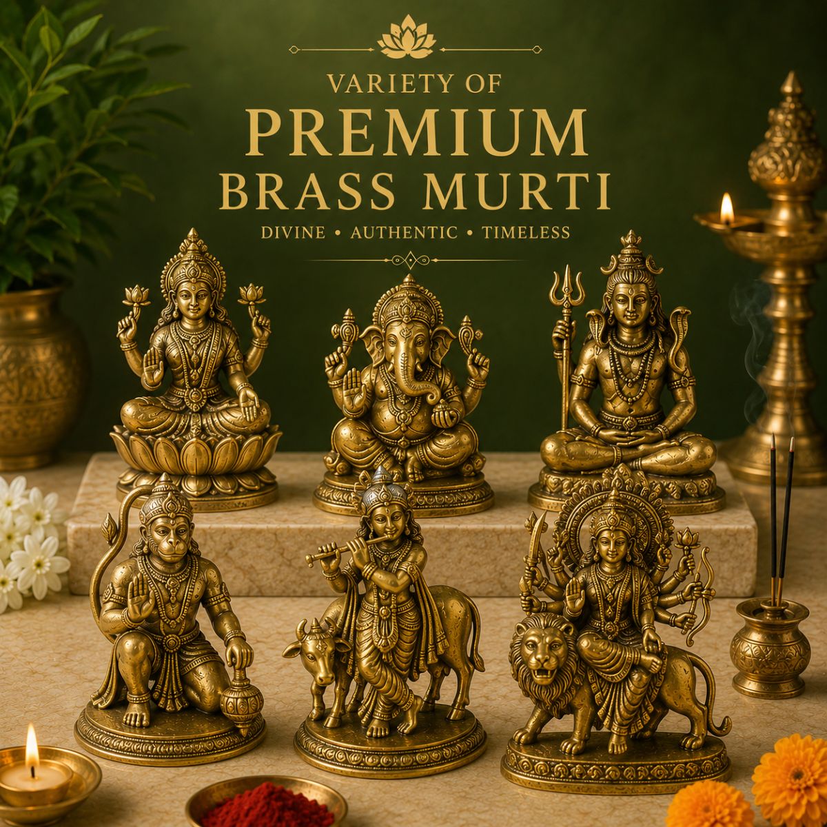 Premium handcrafted brass murti statues