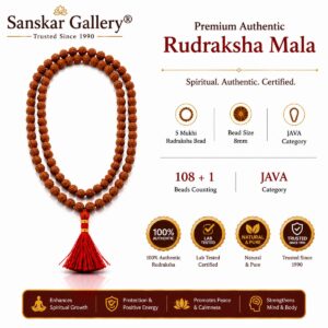 5 Mukhi Premium Java Category Jaap mala 8MM