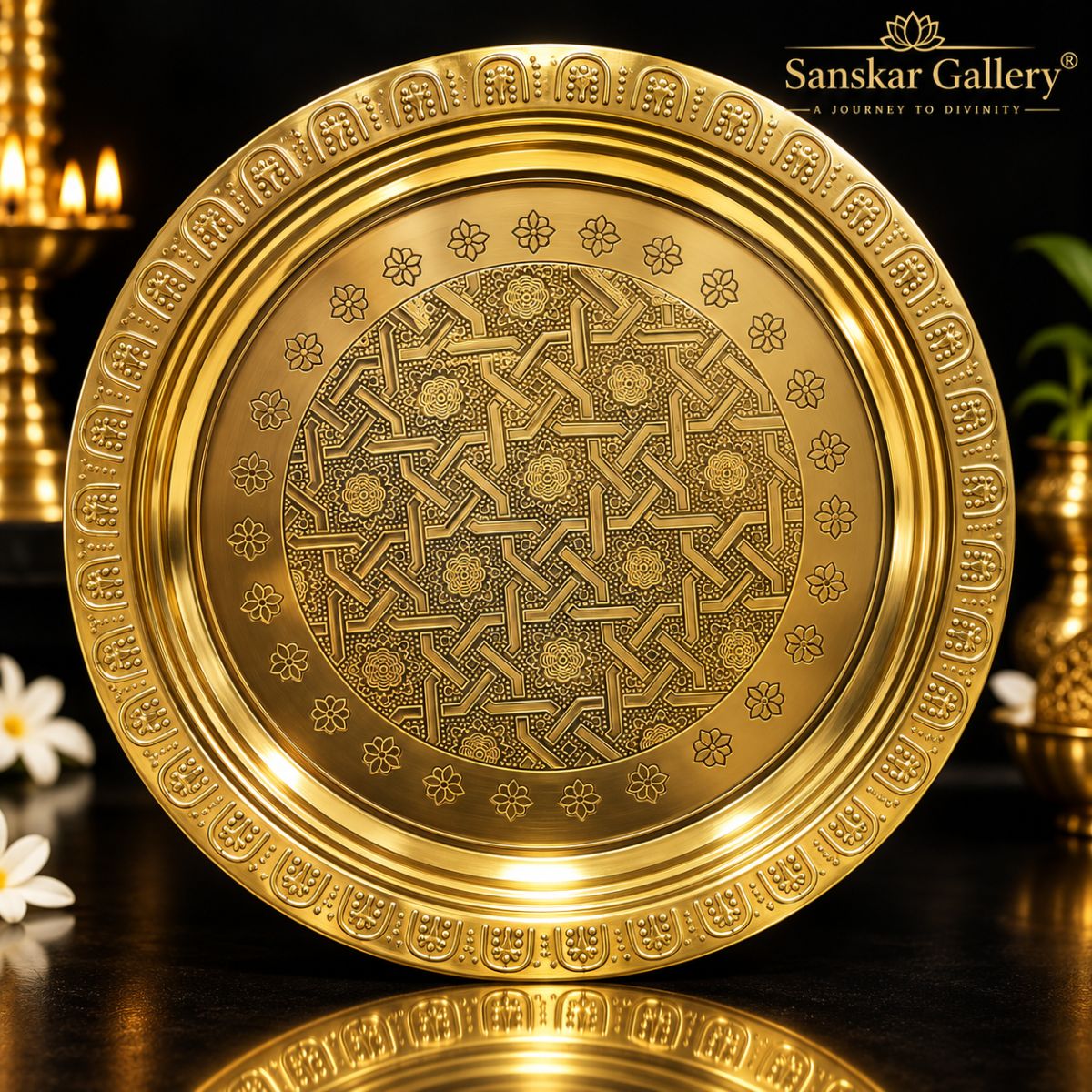 Brass Plate for Pooja Purpose 13 Inch