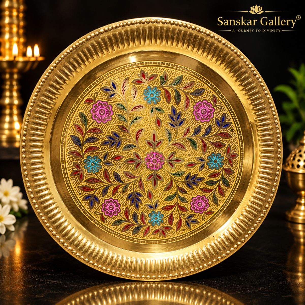 Brass Plate for Pooja Purpose 12.5 Inch