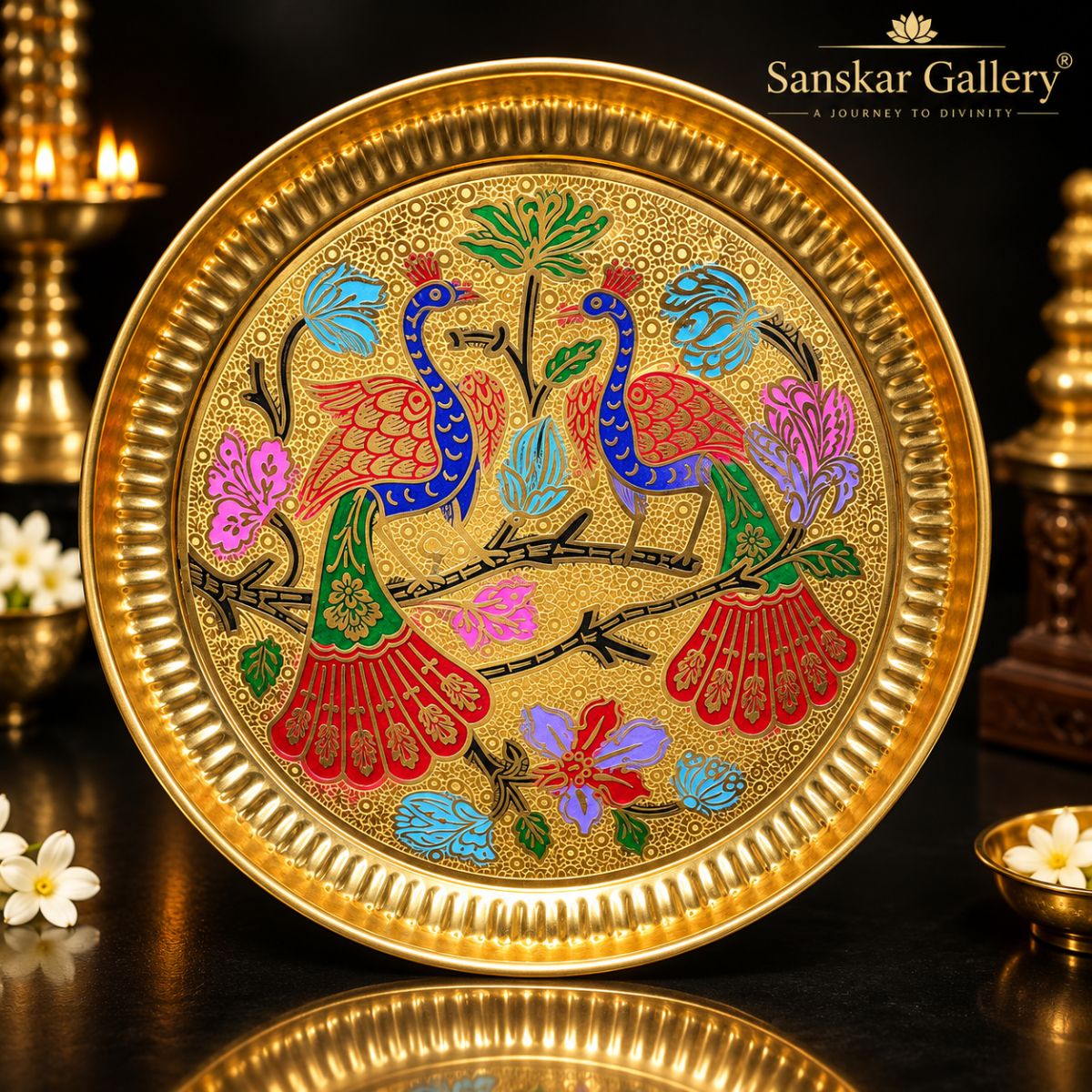 Brass Plate for Pooja Purpose 9 Inch
