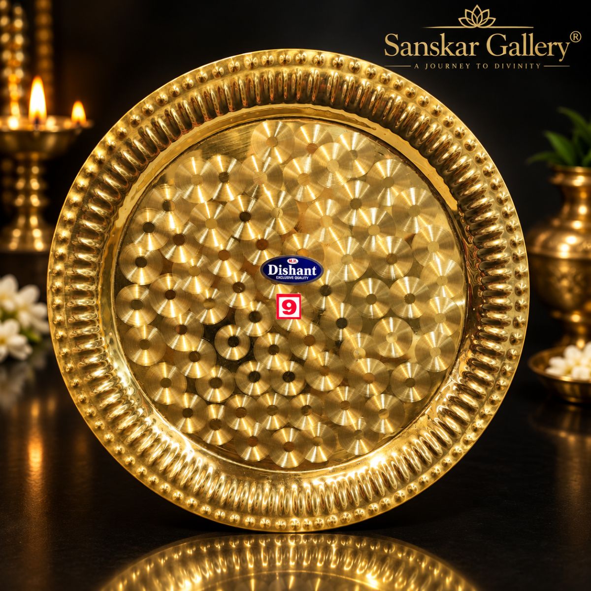 Brass Plate for Pooja Purpose 8.5 Inch