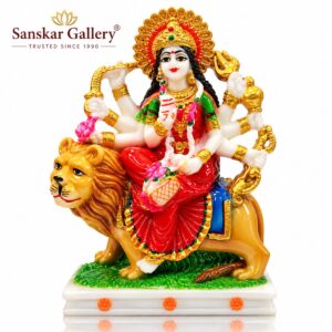Maa Durga Premium Marble Dust Murti Washable 12 cm