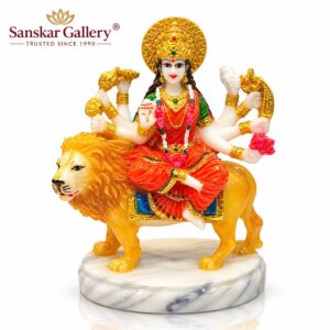 Maa Durga Premium Marble Dust Murti Washable 9 cm