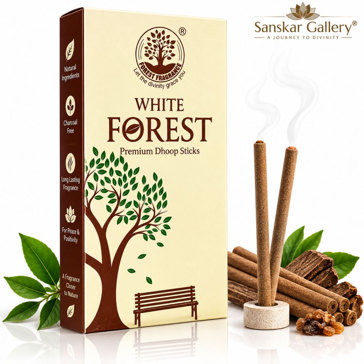 White Dry Premium Low Smoke Dhoop Stick By forest Brand