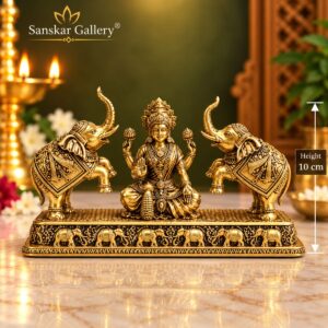 Gaj Laxmi Sitting Premium Export Brass Quality 10 cm
