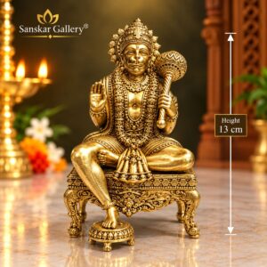 Hanuman Sitting on Chauki Premium Export Brass 13 cm