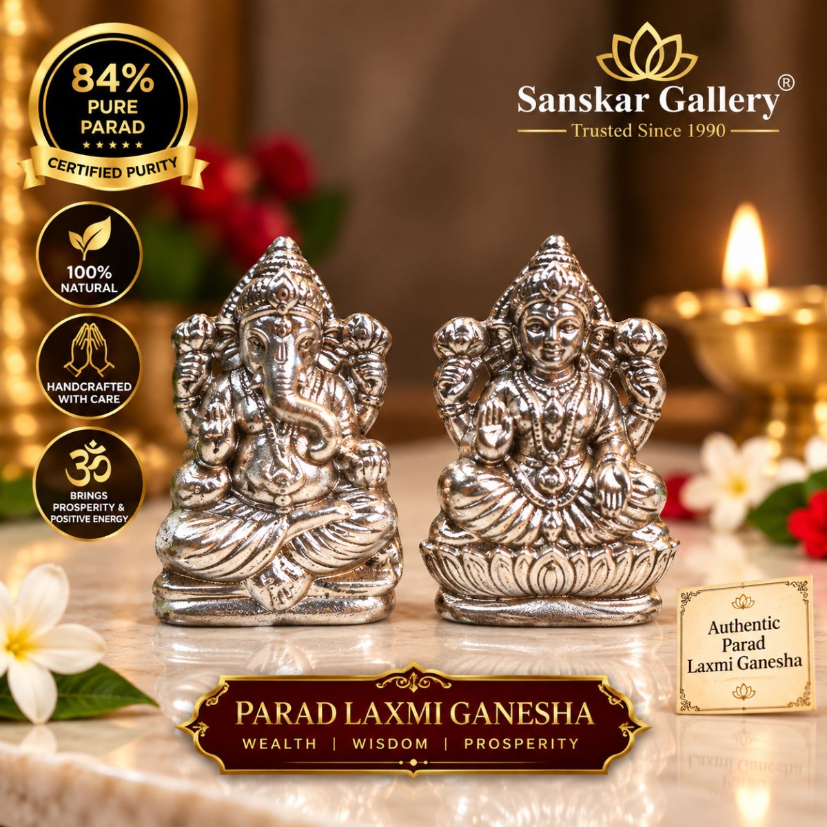 Laxmi ganesha Parad Small Size 84% Purity