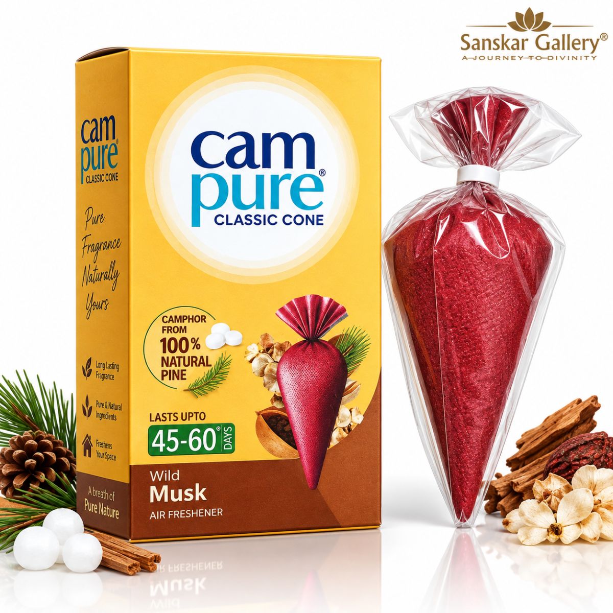 Musk Premium Camphor Hanging Cone for Car and Offices