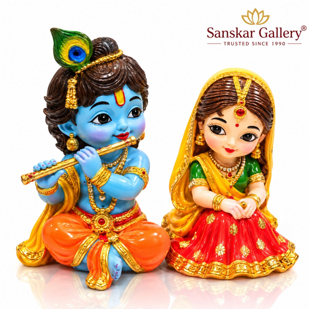 Radha Krishna Premium Marble Dust Murti 9 cm