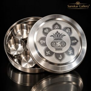 Roli Tika Chandan Round Box in Steel