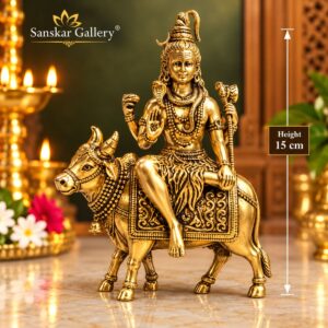 Mahadev on Nandi Premium Export Brass murti 15 cm