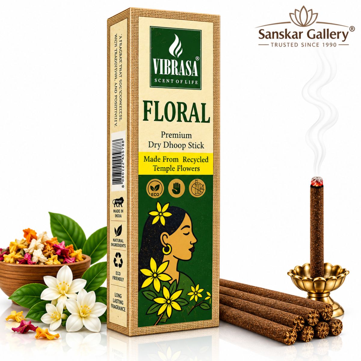 Floral Premium Dry Dhoop Stick By Vibrasa