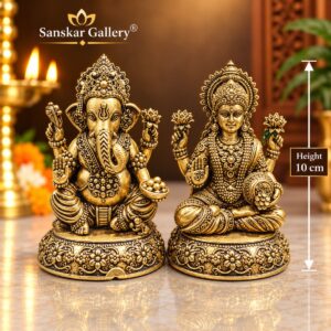 Laxmi Ganesha Premium Round Base Export Brass 10 cm