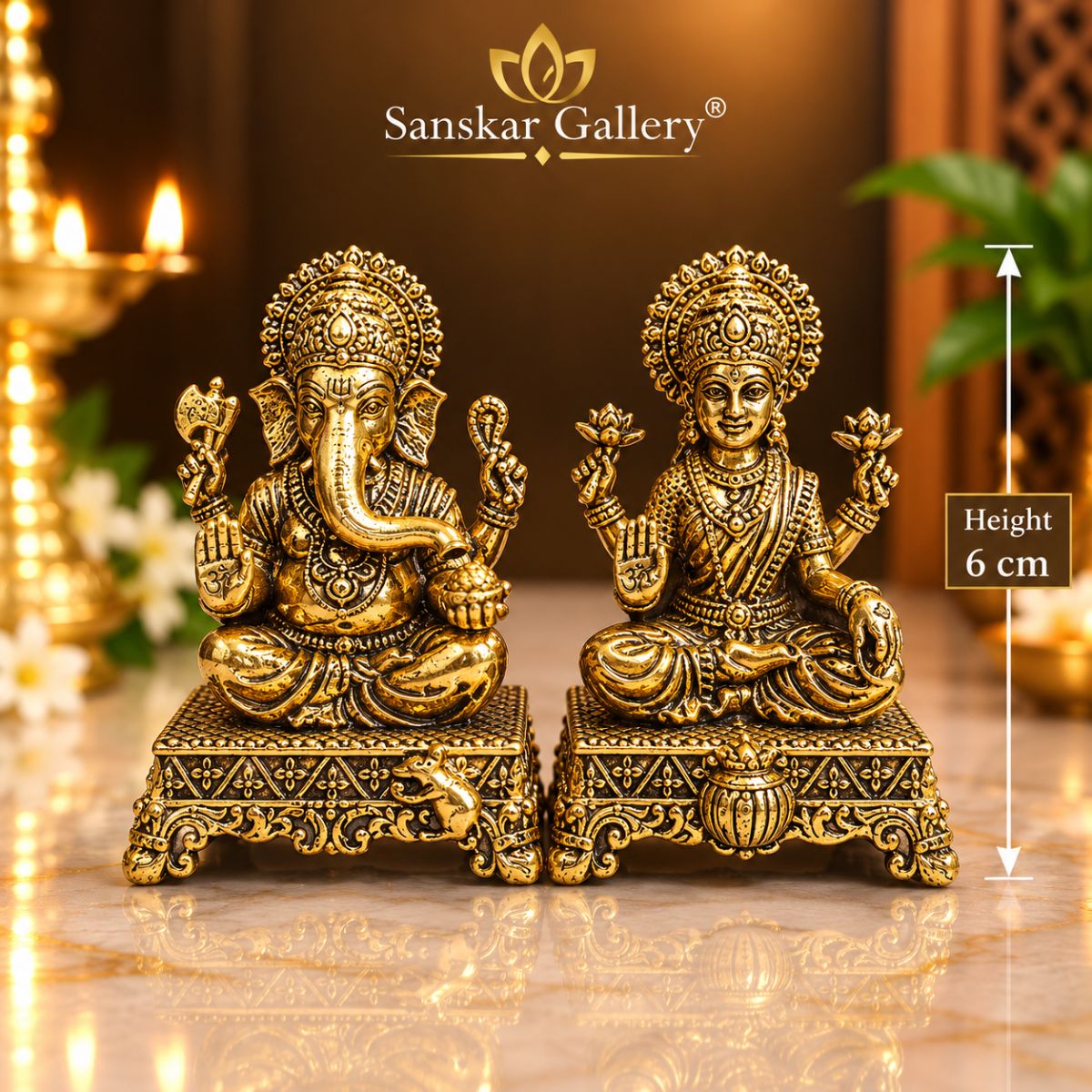 Laxmi Ganesh Premium Export Brass chauki 6 cm