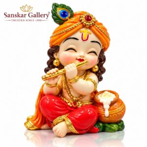 Krishna Makhan Premium Marble Dust Murti Washable 10 cm