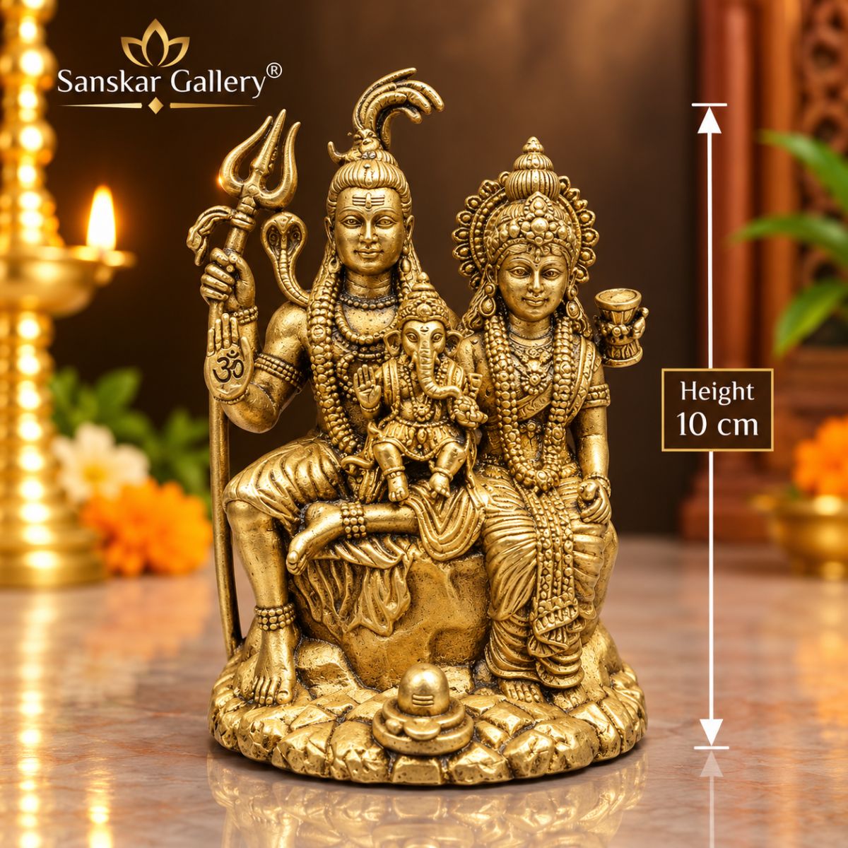 Shiv Parivar Premium Export Brass Murti 10 cm