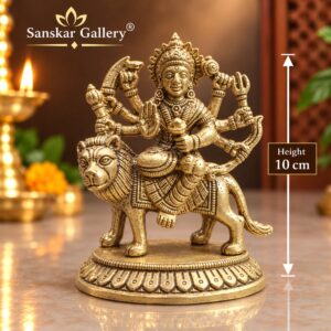 Durga Maa Premium Pure Brass Murti 10 cm For Pooja