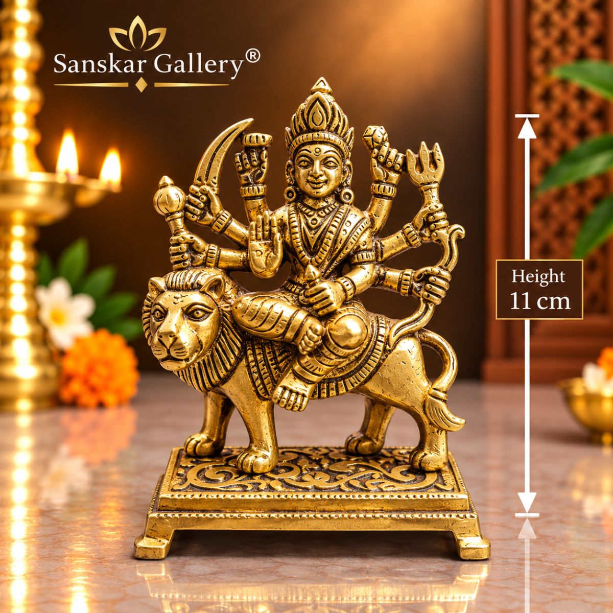 Durga Maa Premium Pure Brass Murti 11 cm For Pooja