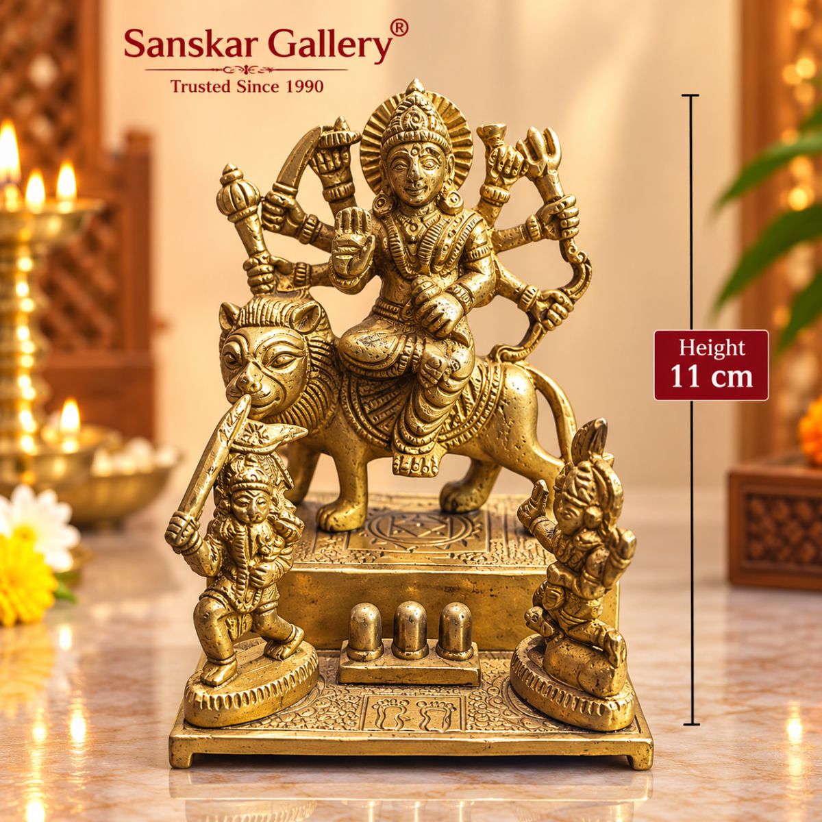 Durga Maa Premium Pure Brass Murti 11 cm For Pooja