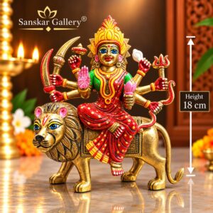 Durga Maa Premium Pure Brass Murti 18 cm For Pooja