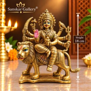 Durga Maa Premium Pure Brass Murti 18 cm For Pooja