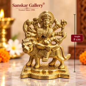 Durga Maa Premium Pure Brass Murti 8cm For Pooja