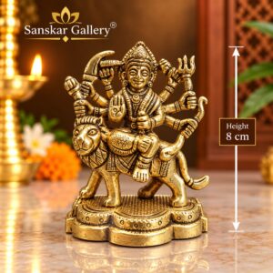 Durga Maa Premium Pure Brass Murti 8cm For Pooja