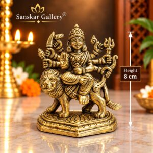 Durga Maa Premium Pure Brass Murti 8 cm For Pooja